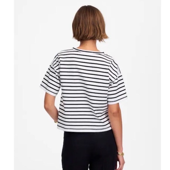 Madewell Everyday Boxy Crop Tee in Stripe Medium - Picture 2 of 8